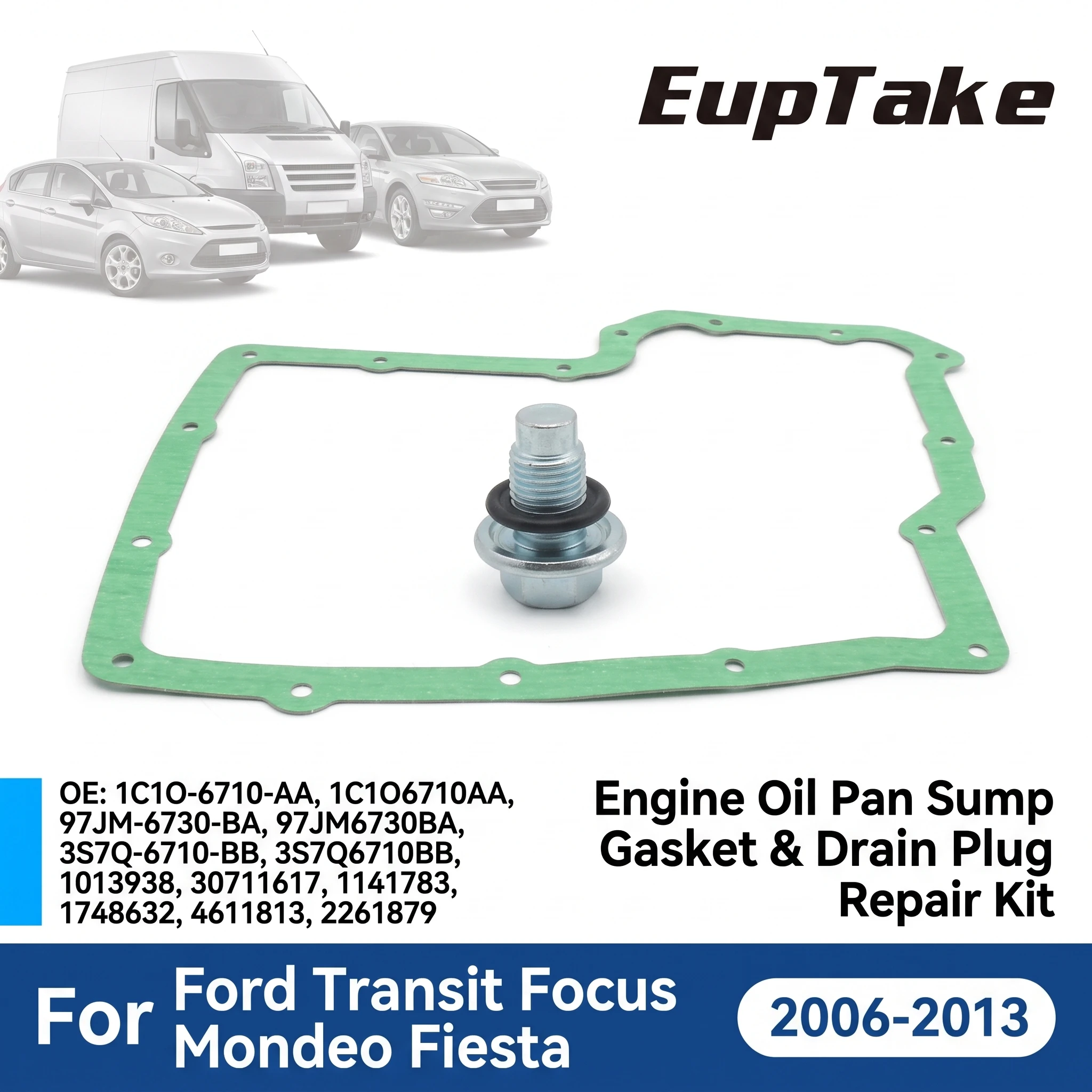 Engine Oil Pan Sump Gasket & Drain Plug Repair Kit for Ford Transit Focus Mondeo Fiesta 1C1O-6710-AA 97JM-6730-BA 1013938