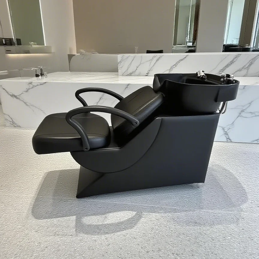 Custom Comfortable Modern Hair Salon Shampoo Bed with Washable Chair Featuring a Convenient Seat Design
