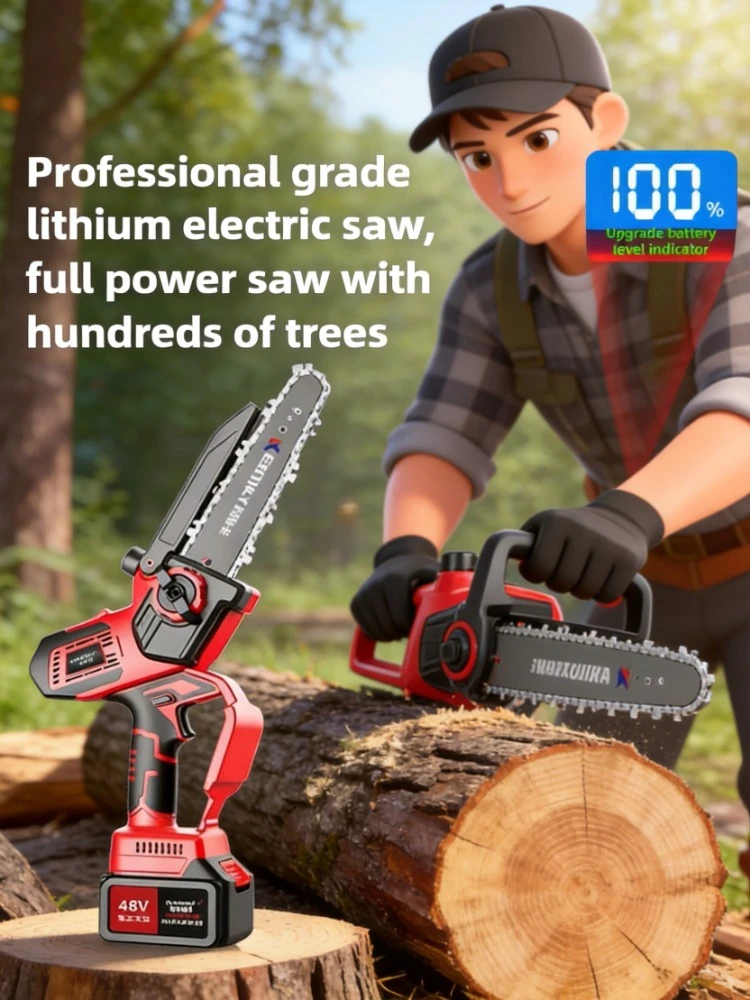 Compact Lightweight Handheld Rechargeable Lithium Battery Electric Chainsaw for Household Tree Trimming & Logging