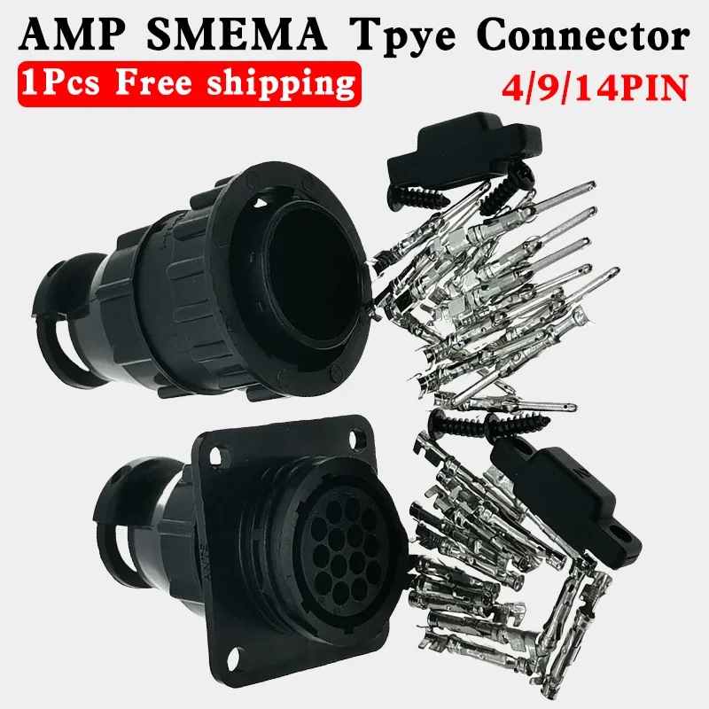 

AMP/TE 4/9/14 Pin SMT SMEMA Auto sensor plug Aviation Wiring Black Circular Connector Plug Equipment Signal Connector 182645-1