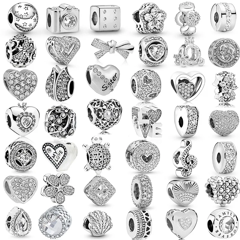 

New 925 Silver Plated Charm Beads Pendant DIY Brand Bracelets Necklaces For Women Men Jewelry Gift Special Offer