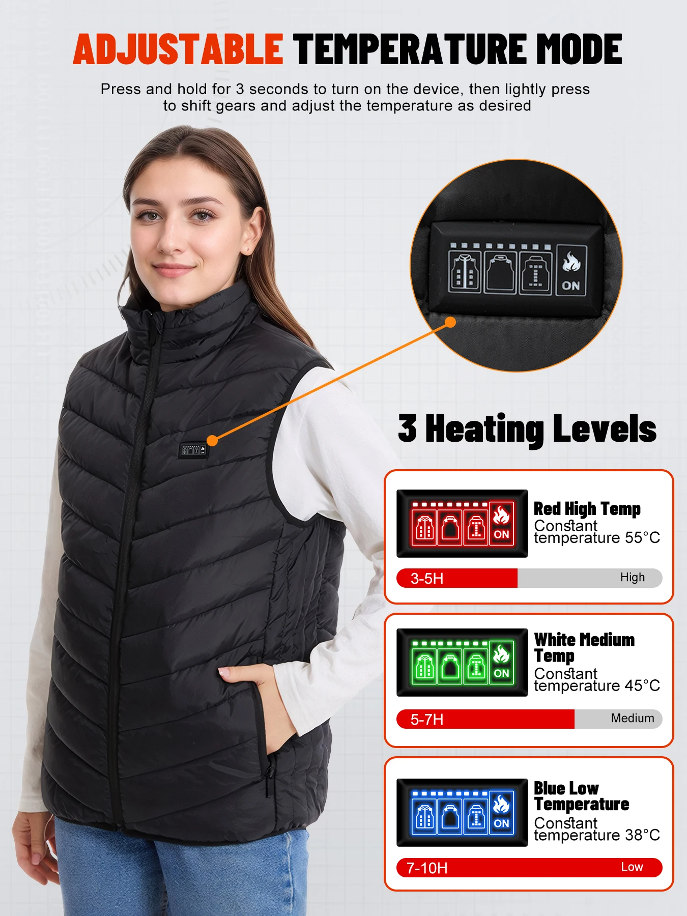 TODWARM سترة ساخنة 21 منطقة الذكية ساخنة ساخنة الشتاء الرجال والنساء سخان سترة الحرارية سترة الجسم دفئا سترة رياضية في الهواء الطلق