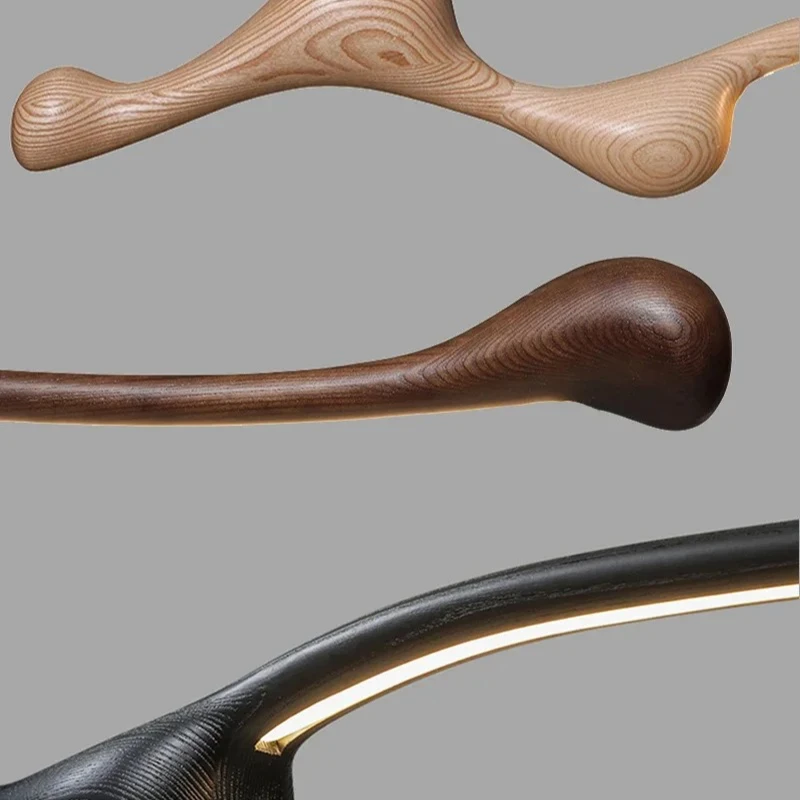 Lampade a sospensione moderne a soffitto in legno di frassino a striscia lunga Lampade a sospensione a tre colori con regolazione dell'isola della cucina, soggiorno, ristorante, hotel