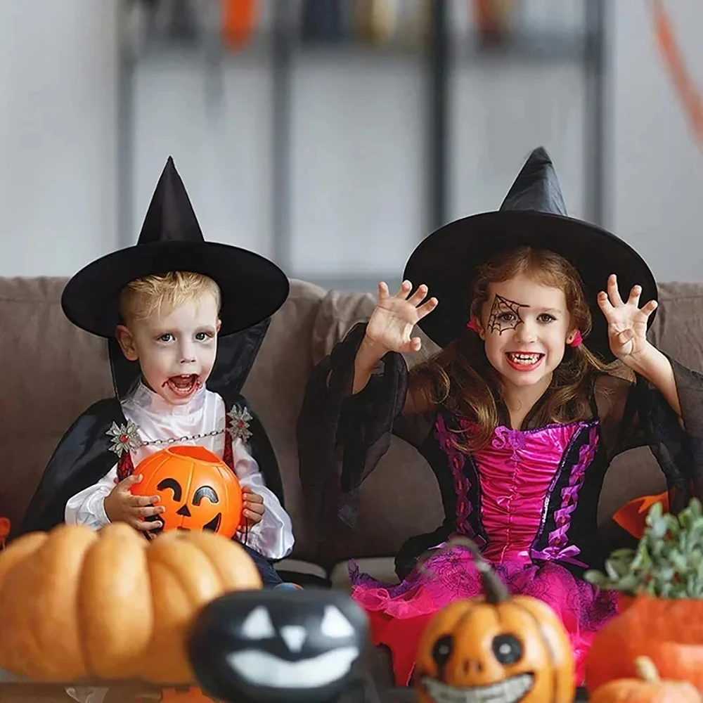 Halloween-Dekoration, Hexenhüte, Zaubererhut aus schwarzem Oxford-Stoff, Zauberermütze, Kostüme für Kinder und Erwachsene, Requisiten, Halloween-Party-Dekoration – Detail 5