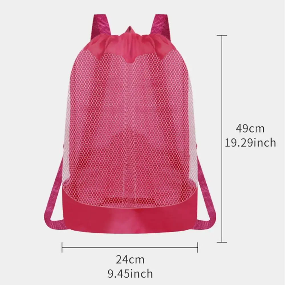 Práctica bolsa de playa de gran capacidad, mochila de natación portátil ligera, cierre ajustable plegable, cestas de juguetes de playa, viaje