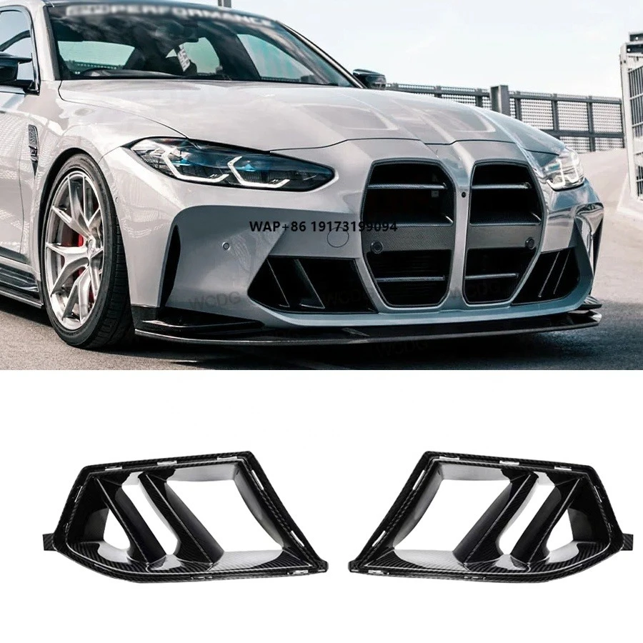 

R44 Style Dry Carbon Fiber Front Bumper Air Vent Cover New Air Intake Trim for B-MW G80 M3 G82 G83 M4 2021+ Front Vent Cover