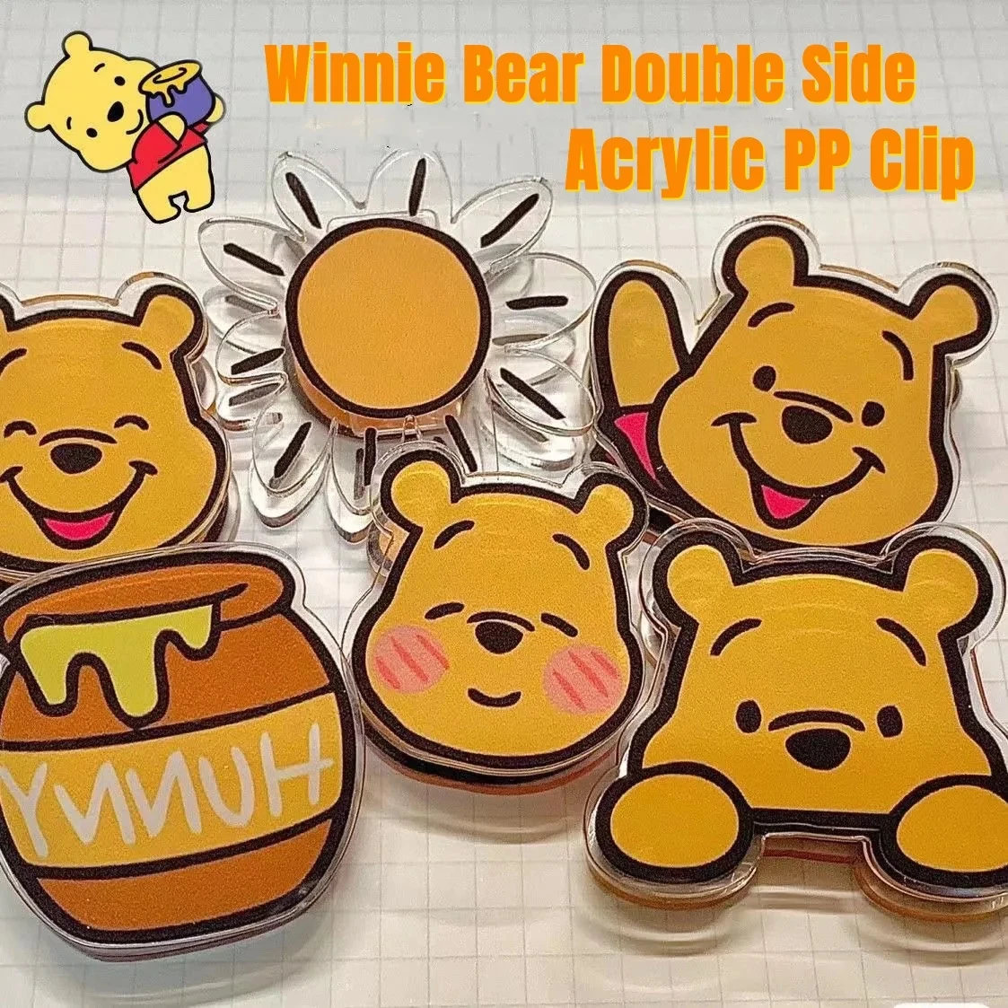 6Pcs/set Kawaii Cartoon  Bear Series  Acrylic PP Clips Cute Reusable Bag Clips for Snack Bread Fruit Storage Wrap Fixed Clips