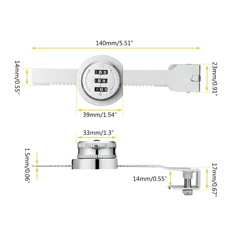 3Digit Combination Lock Mechanical Password Lock Sliding Glass Door Lock