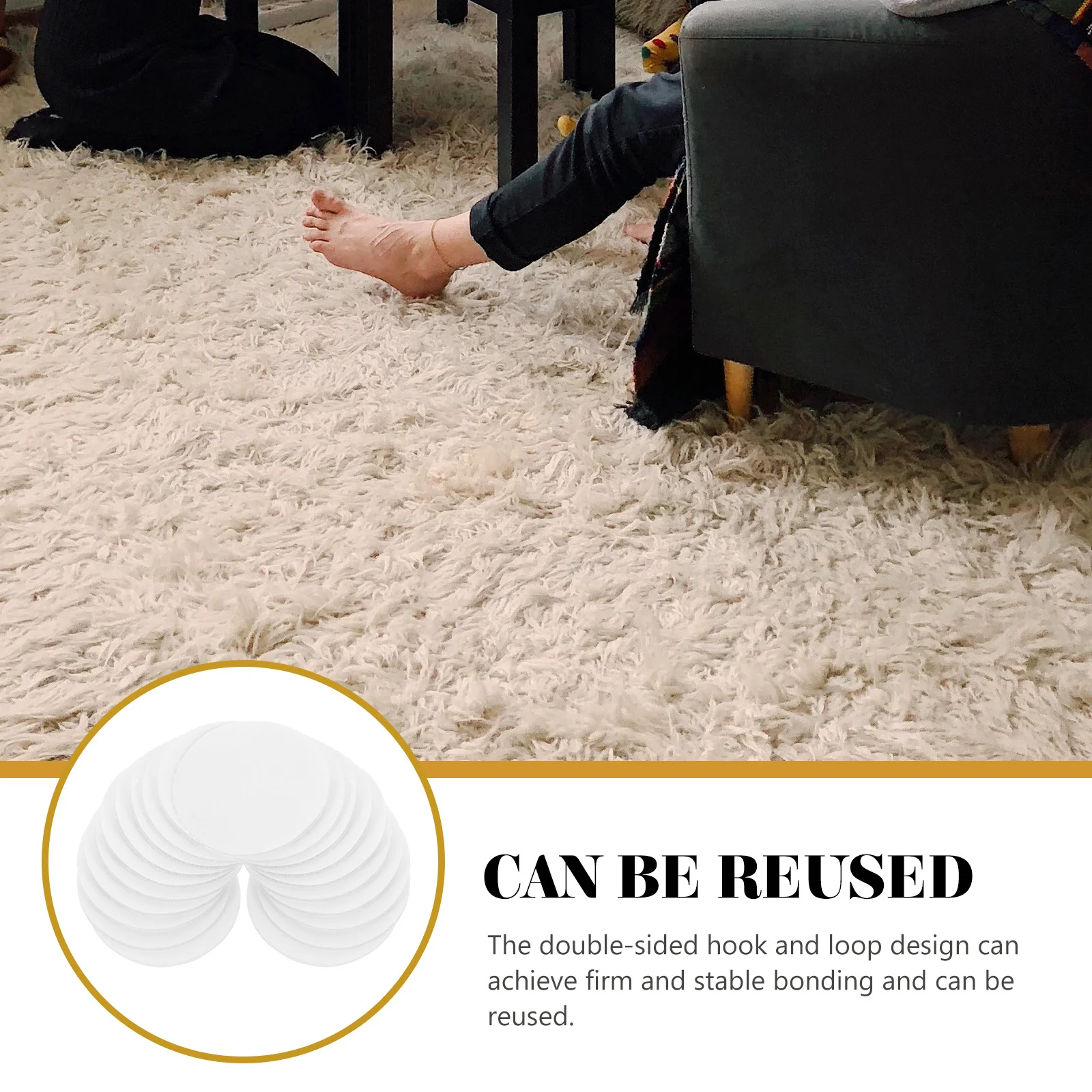 30Pairs الثقيلة السجاد القابضون على الوجهين لاصق هوك حلقة منصات القابلة للإزالة قابلة لإعادة الاستخدام البساط أصحاب للمنزل مكتب المطبخ