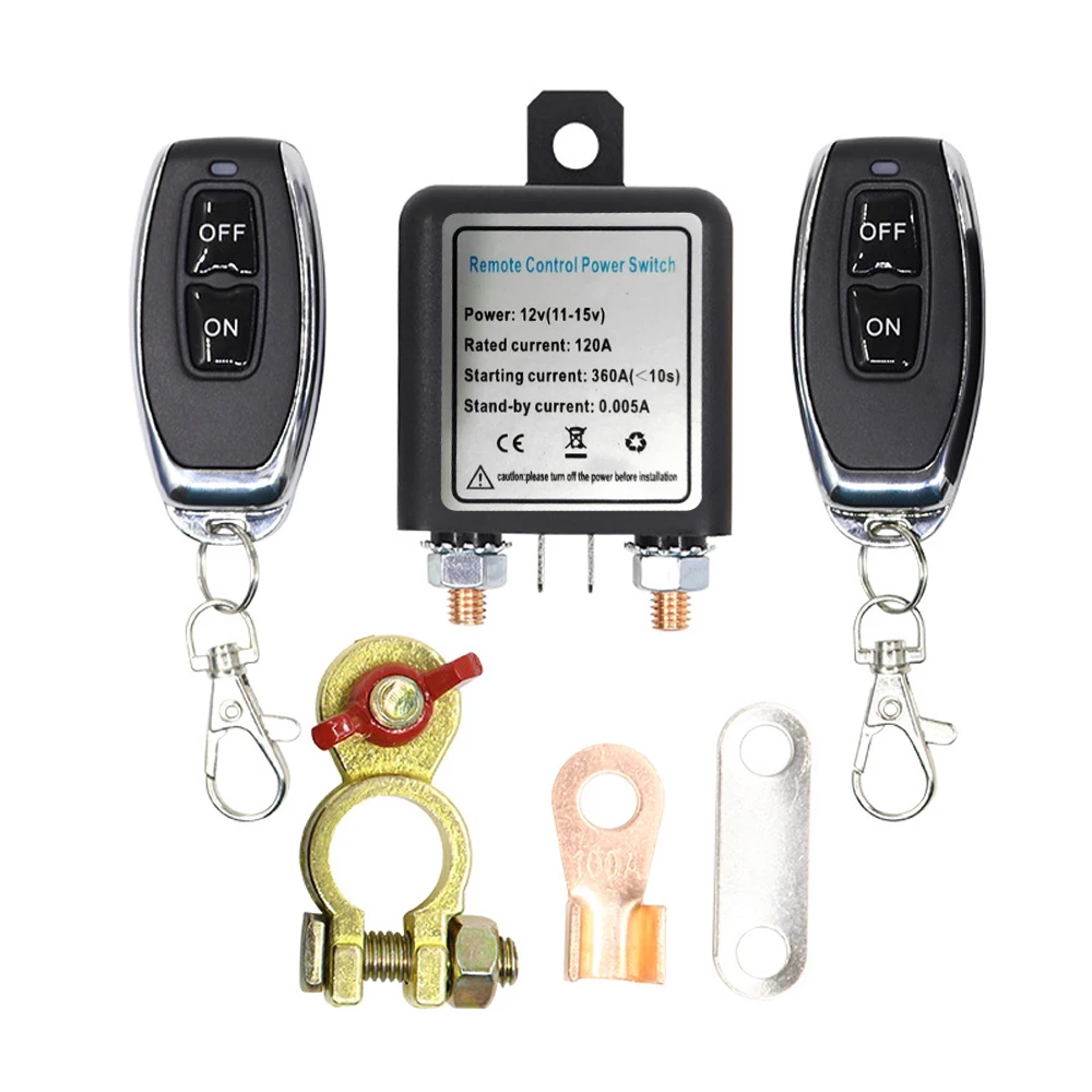 

12V Car Battery Relay Wireless Remote Battery Disconnect Switch Battery Switch Cut Master Switch with 2 Remote Controllers