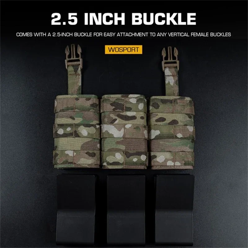 ERQYGRA ยุทธวิธี MOLLE FAST 7.62 Triple MAG POUCH ยาวแผงด้านหน้าอุปกรณ์เสริมระบบเอวกระเป๋ายิง HOLSTER การล่าสัตว์กลางแจ้ง