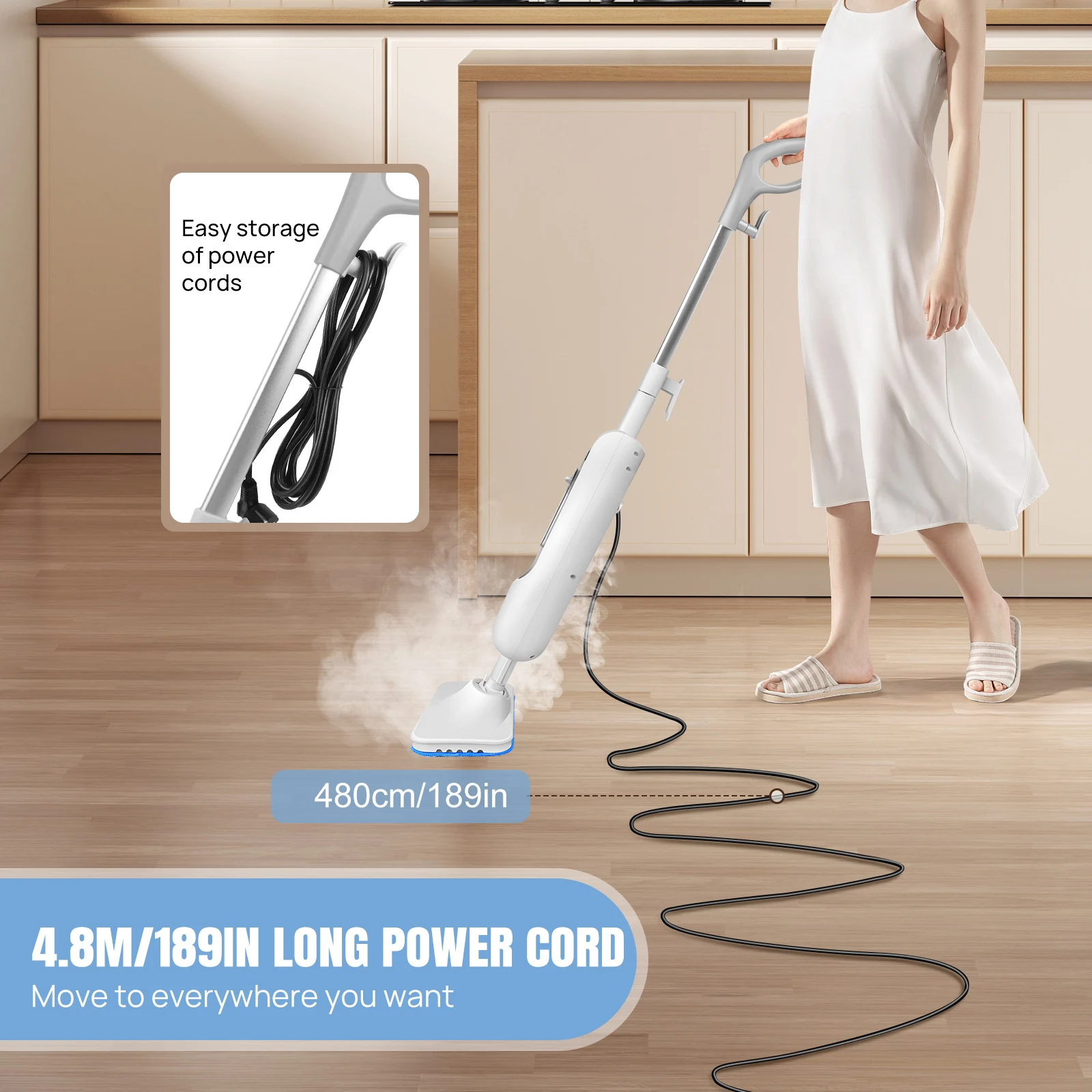 High Pressure Steam Mop, 1400W 2-Speed Control  Handheld Mode, With Large 400ml Tank