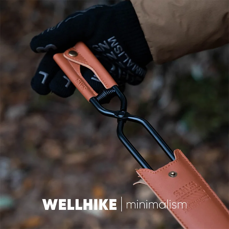 

WELLHIKE SWS огненный зажим для пикника, барбекю, утолщенный противоожоговой карбоновый зажим для огня, легкие портативные щипцы для огня из углеродистой стали