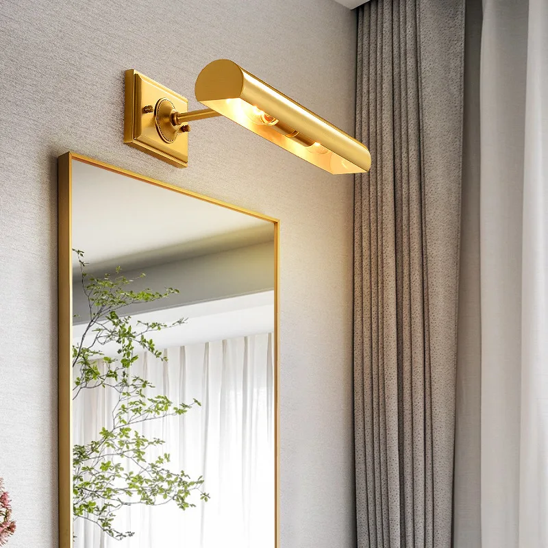 Luz de parede vintage para banheiro, espelho de cobre completo, diodo emissor de luz frontal, imagem, iluminação, pintura a óleo