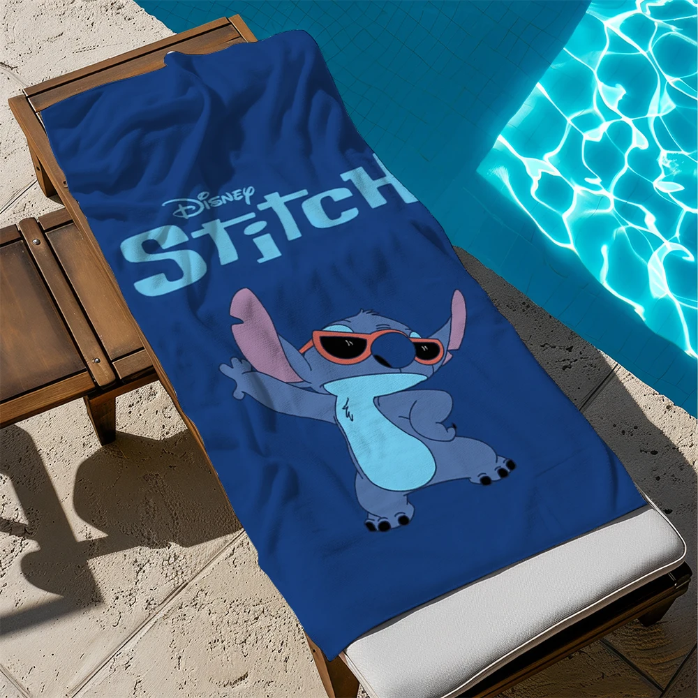 

Disney Stitch Towel by the PoolMicrofiber terry bath towels for yoga, travel, swimming, fitness and camping