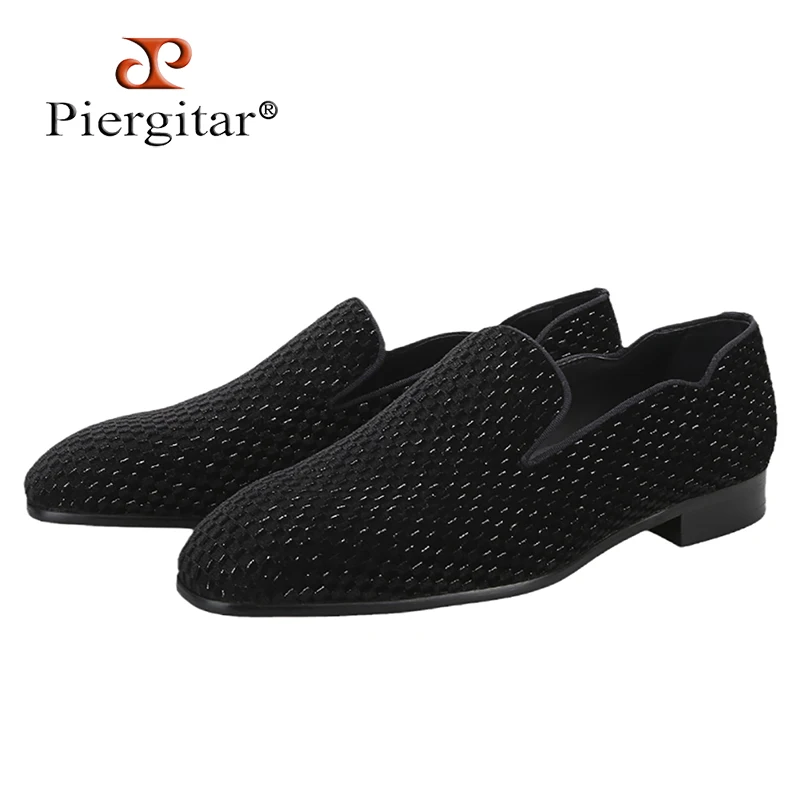 

Piergitar Three Colors Sumptuous Velvet Ball Embossed Belgian Loafers CL Same Model Red Outsole Men's Slippers Slip-On Flats