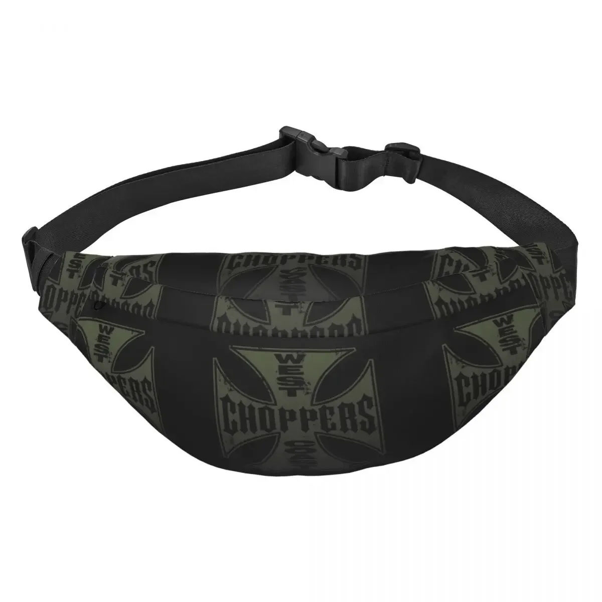 West Coast Chopper Iron Cross Fanny Pack mujeres hombres personalizado Sling bandolera riñonera para correr teléfono dinero bolsa