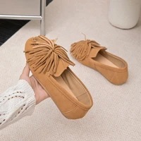 AIYUQI Women's Flat Shoes Genuine Leather 2026 New Tassel Women's Loafers Large Size Ballet Mary Jane Shoes For Women - Image 4
