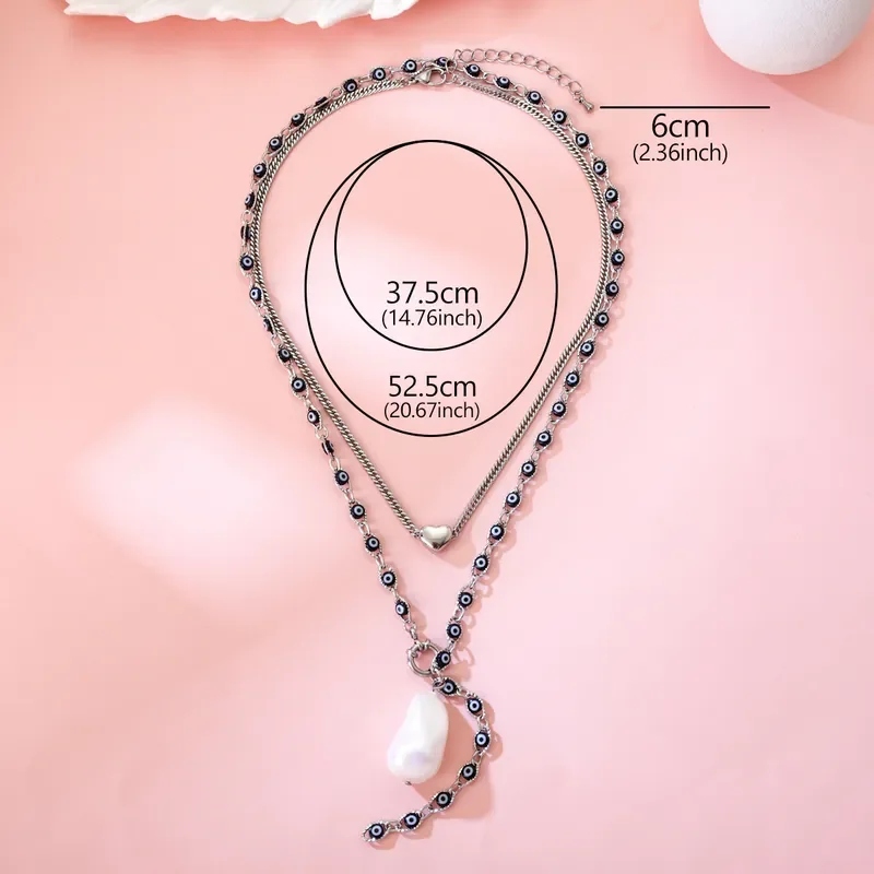 Cross-border Baroque Pearl Beaded Necklace Niche Design Baroque Love Pendant Necklace Versatile Clavicle Chain