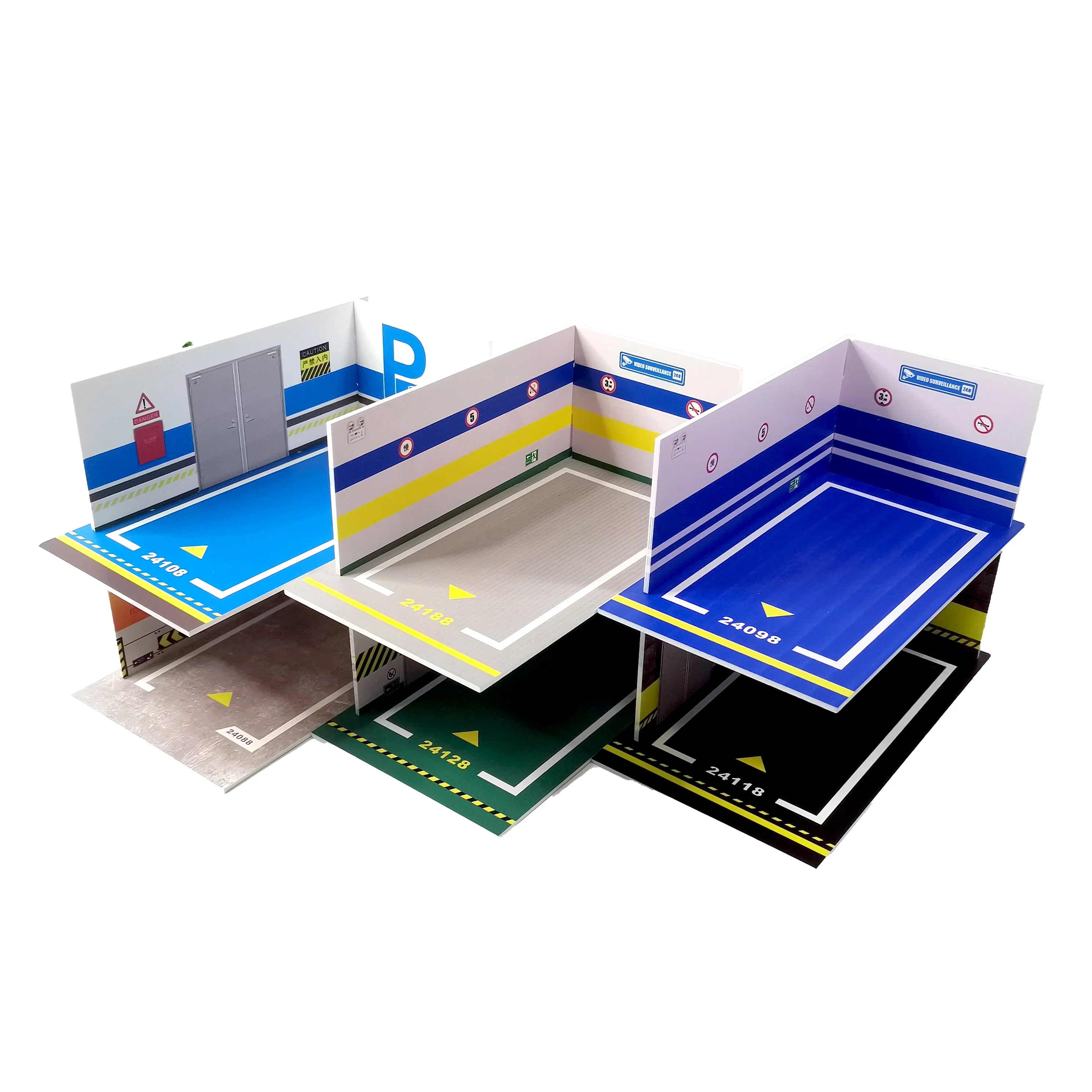 1:24 Scale Diecast Car Alloy Diorama PVC Simple Assembly Garage Parking Space Scene Miniature Model Display Case Decor for Boys