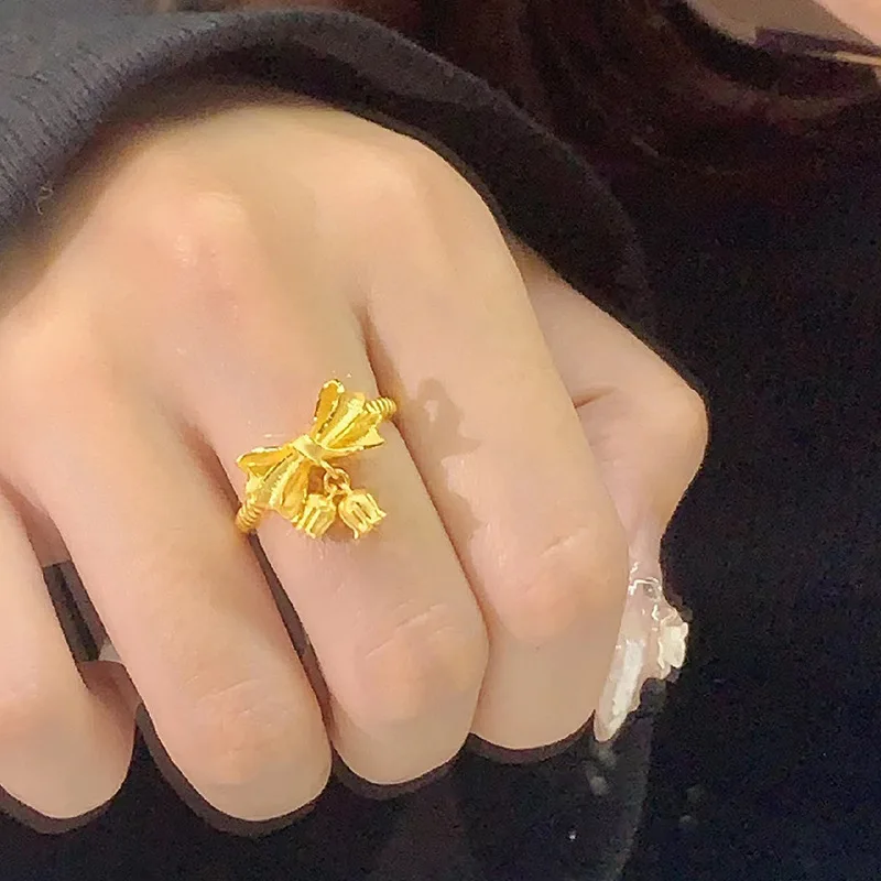 

Linglan Butterfly Knot Ring Female French Romantic Girl Heart Ringing Orchid Runaway Princess Ring with Adjustable Opening