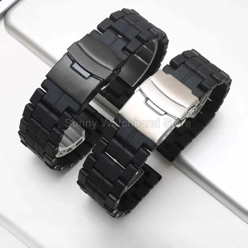 ألياف الكربون البلاستيك الصلب حزام ساعة اليد ل Luminox 0151 3080 3150 3581 أسود 23 مللي متر واجهة مسطحة للطي مشبك مريح #1