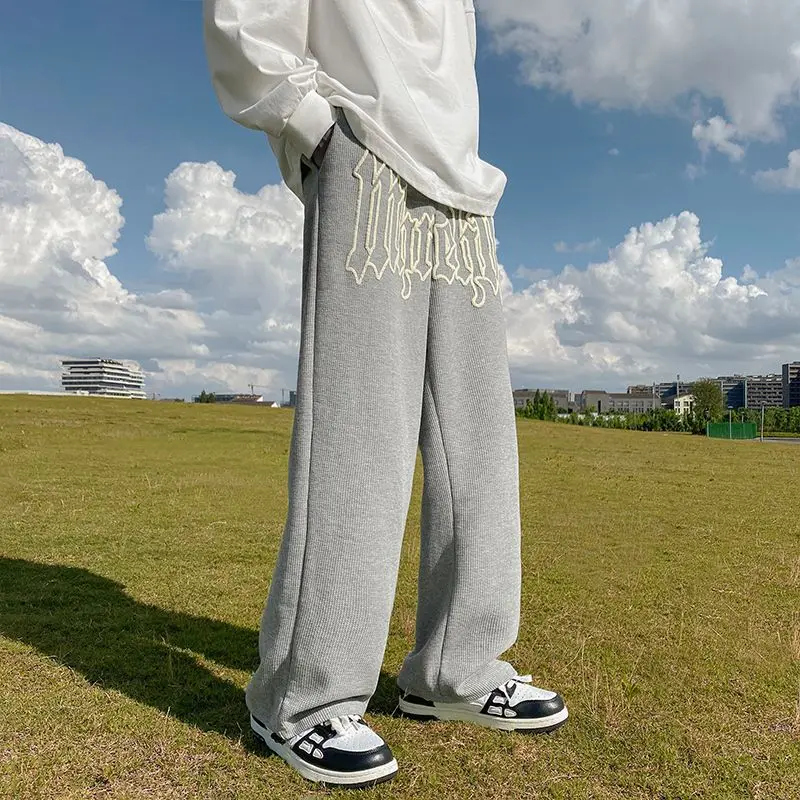 Calça de perna larga para homens e mulheres, macacão grande, cintura alta, tubo reto solto, retrô e casual, verão, nova