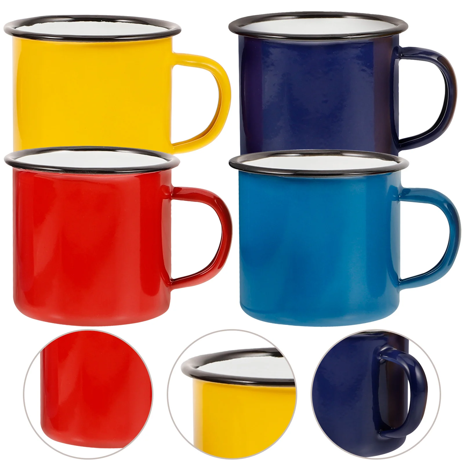 

4 Pcs Enamel Mug Set Tea Cup Drink China Coffee Mugs Water Household Drinking Cups Office