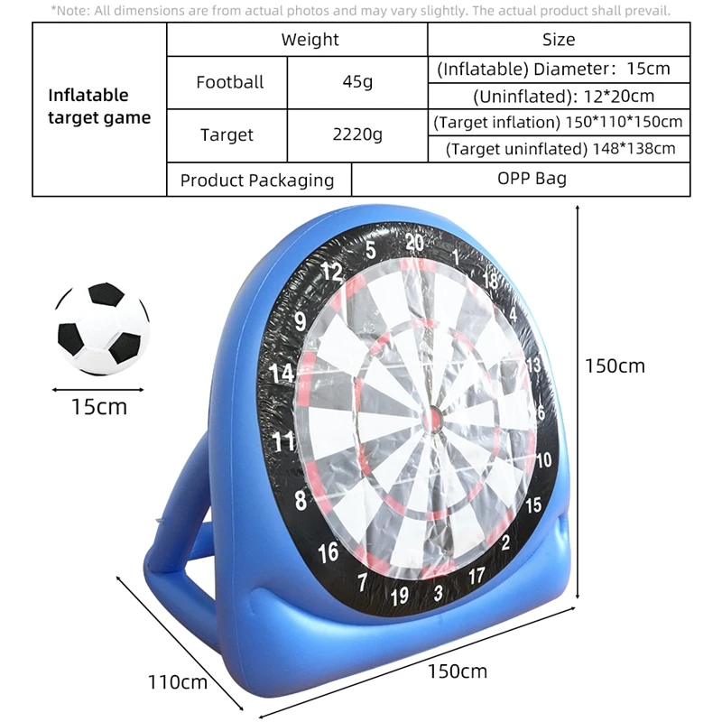 Inflatable Soccer Dart Board Set Portable Outdoor Water Toy Pool Party Game for Kids Adults Family Interactive Football Target g