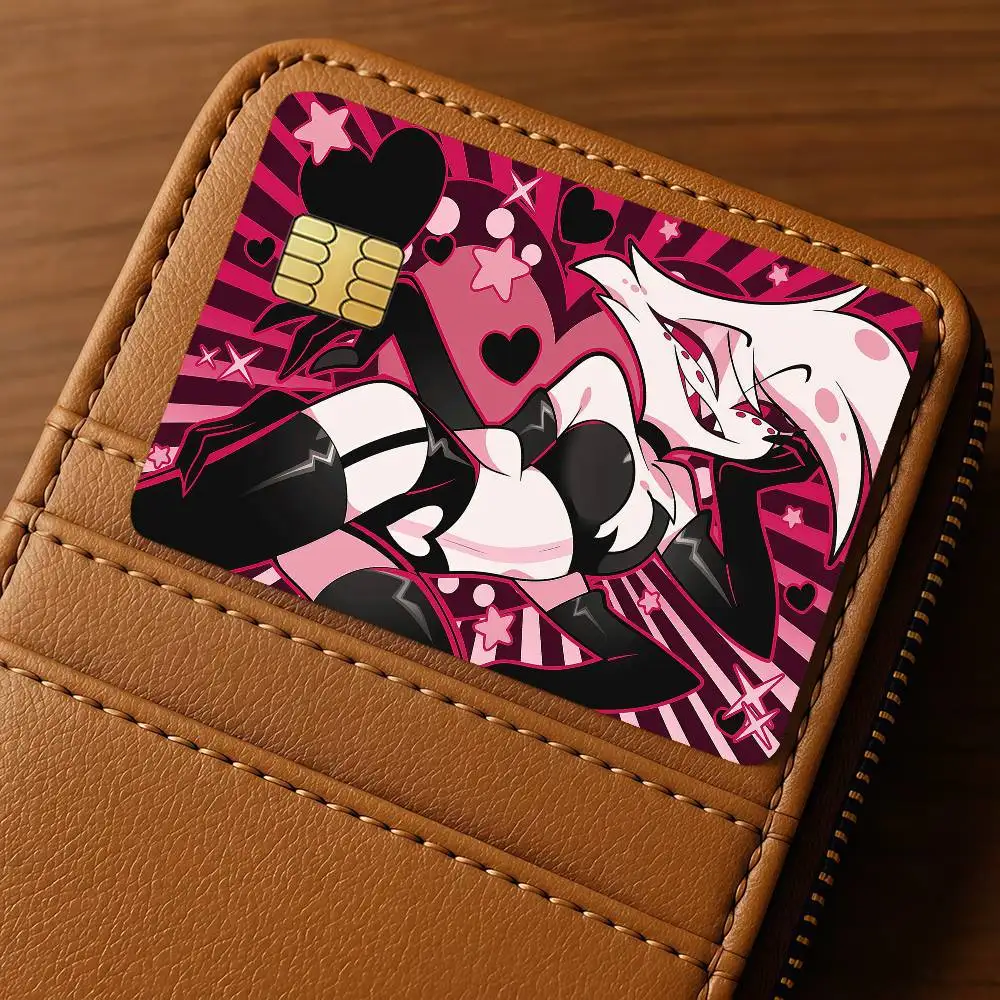 Anime H-Hazbin H-HotelS Credit Skin Cover Card Stickers 4PCS Film Bus Pass Front Decoration Bank Debit Waterproof