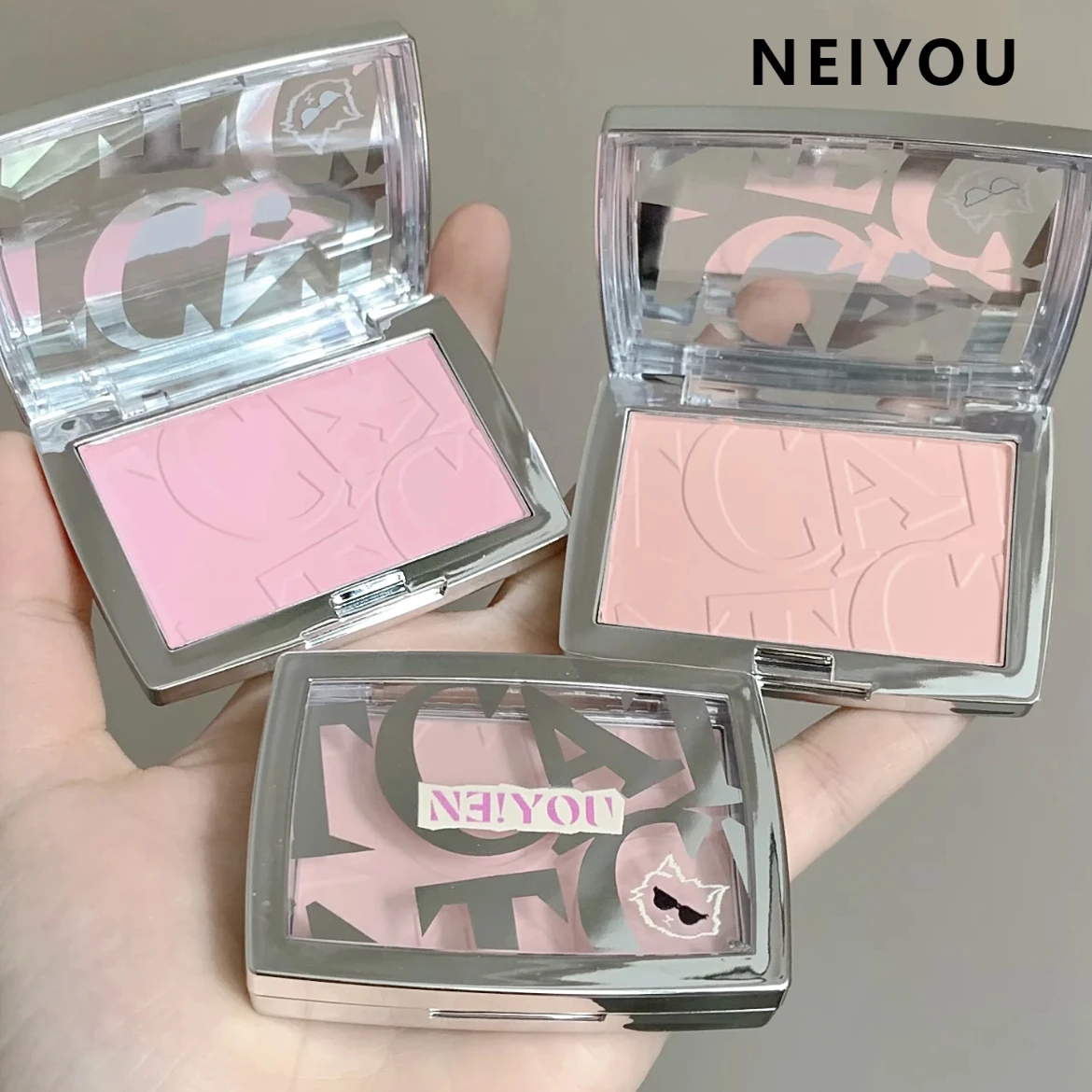 NEIYOU Embossed Powder Blush Peach Pink Coral Tint Relief Blush Palette Brown Cheek Contour Rouge Cosmetics Face Makeup