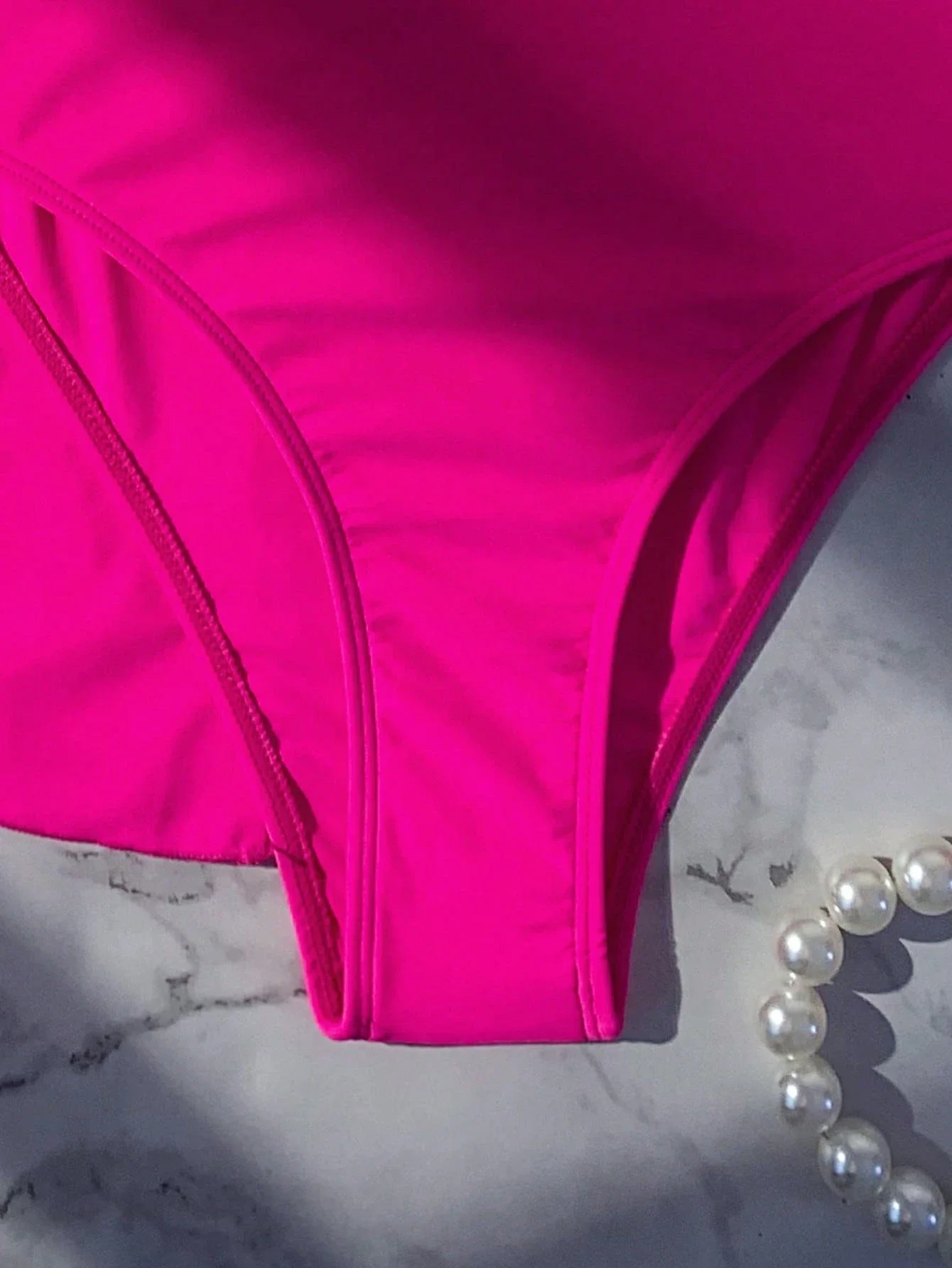 

Solid Pink One-Shoulder Bikini With Matching Beach Skirt For Summer Vacation Swimwear