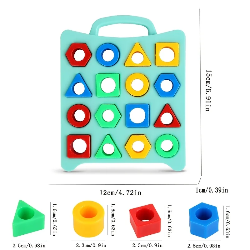 เกมจับคู่รูปทรงเรขาคณิตสำหรับเด็ก, ปริศนาแบบโต้ตอบระหว่างพ่อแม่และลูกเพื่อฝึกสมาธิและทักษะการคิดเชิงวิเคราะห์, วัสดุ PP สีเขียว