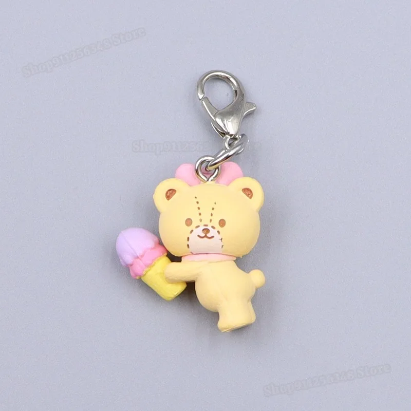 Kawaii Rilakkuma Easy Bear Keyrings Lazybear Doll Keychains Bag Clothing Puller Phone Rope Necklace Accessories Pendants Gift
