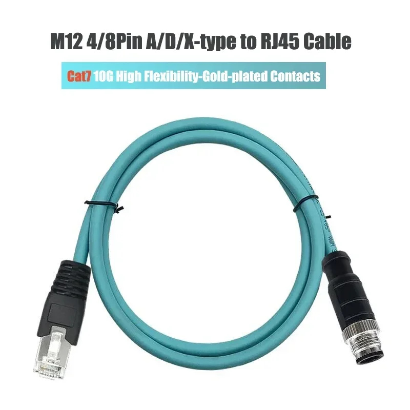 Waterproof M12 8Pin X Code to RJ45 Network Cable Connector IP67 8 4Pin A/D/X-type Connection Coding Line Cat7 10GB Ethernet Wire