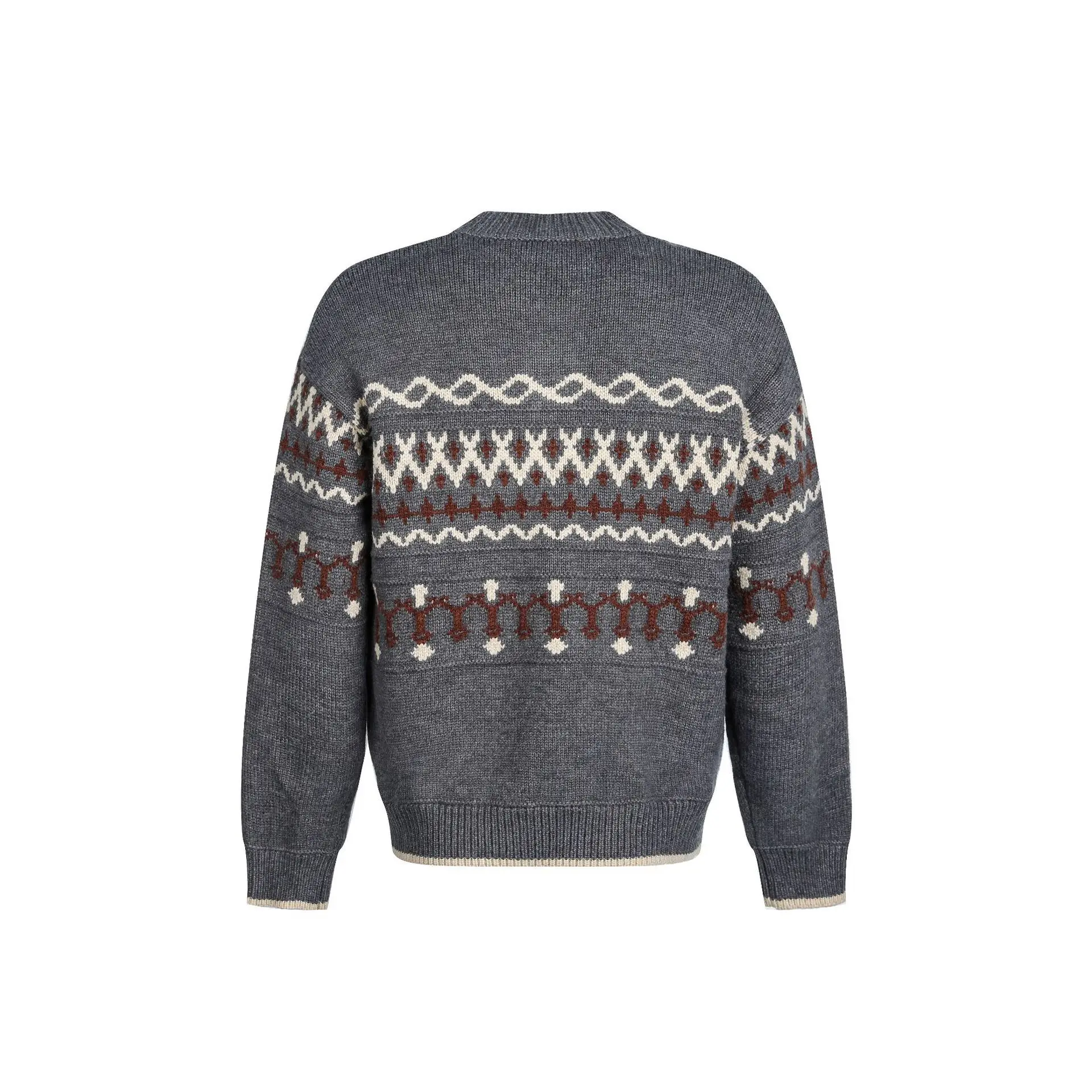 MWJLPWQ модный новый американский жаккардовый узор вязаный пуловер свитер мужской High Street на пуговицах свободные повседневные топы 2023 зима 21536