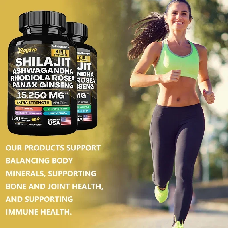 Shilajit, Ashwagandha, Rhodiola, Ginseng Capsules, Supplements for Men and Women, Good for Joints, Energy, Endurance, Immunity