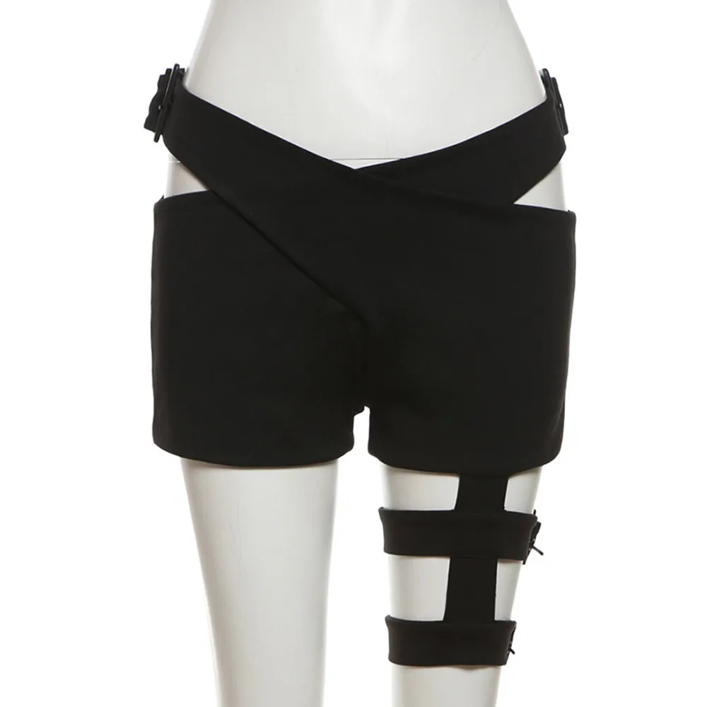 BKLD 2025 Summer New Women Black Shorts Fashion Y2k Clothes High Waist Slimming Hollow Out Bandage Shorts Sexy Party Clubwear