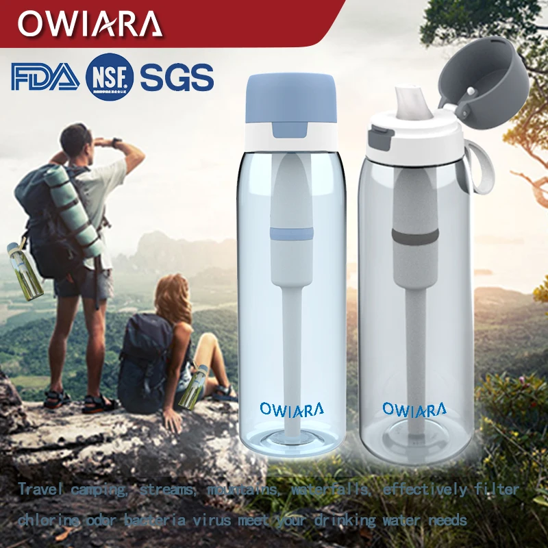 アウトドアアクティビティ用の飲料システム付きウォーターボトル,キャンプ,ハイキング,旅行用のサバイバル水ろ過ボトル,770ml