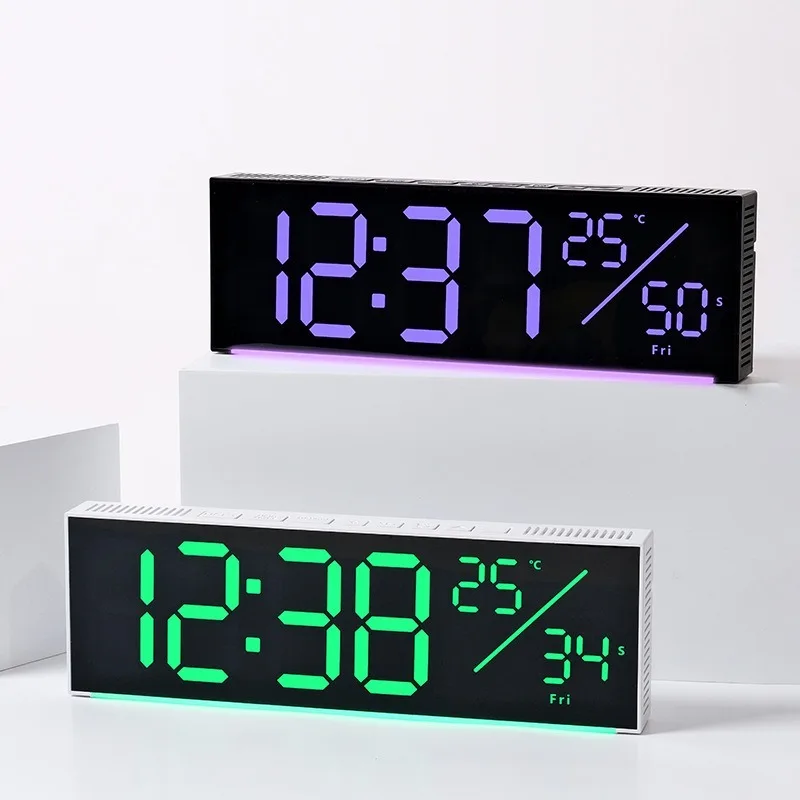 

Creative Colorful Multifunctional Wall Clock Desktop Wall Mount Dual-purpose Electronic Alarm Clock Date and Temperature Display
