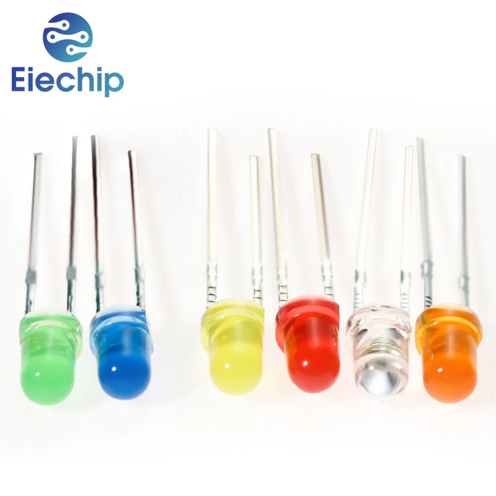 60pcs/lot Led Diodes Kit 3mm 6 Values *10PCS LEDs set,White Red Yellow Blue Green Orange F3 LED Lights Diodes Electronic Kit