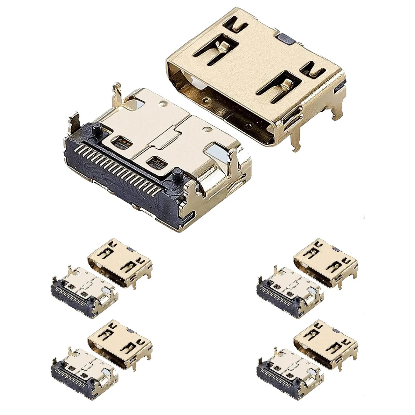 HDMI 19P موصل صغير HDMI أنثى مطلية بالذهب 19 دبوس لحام موصلات الأسلاك SMT المقبس