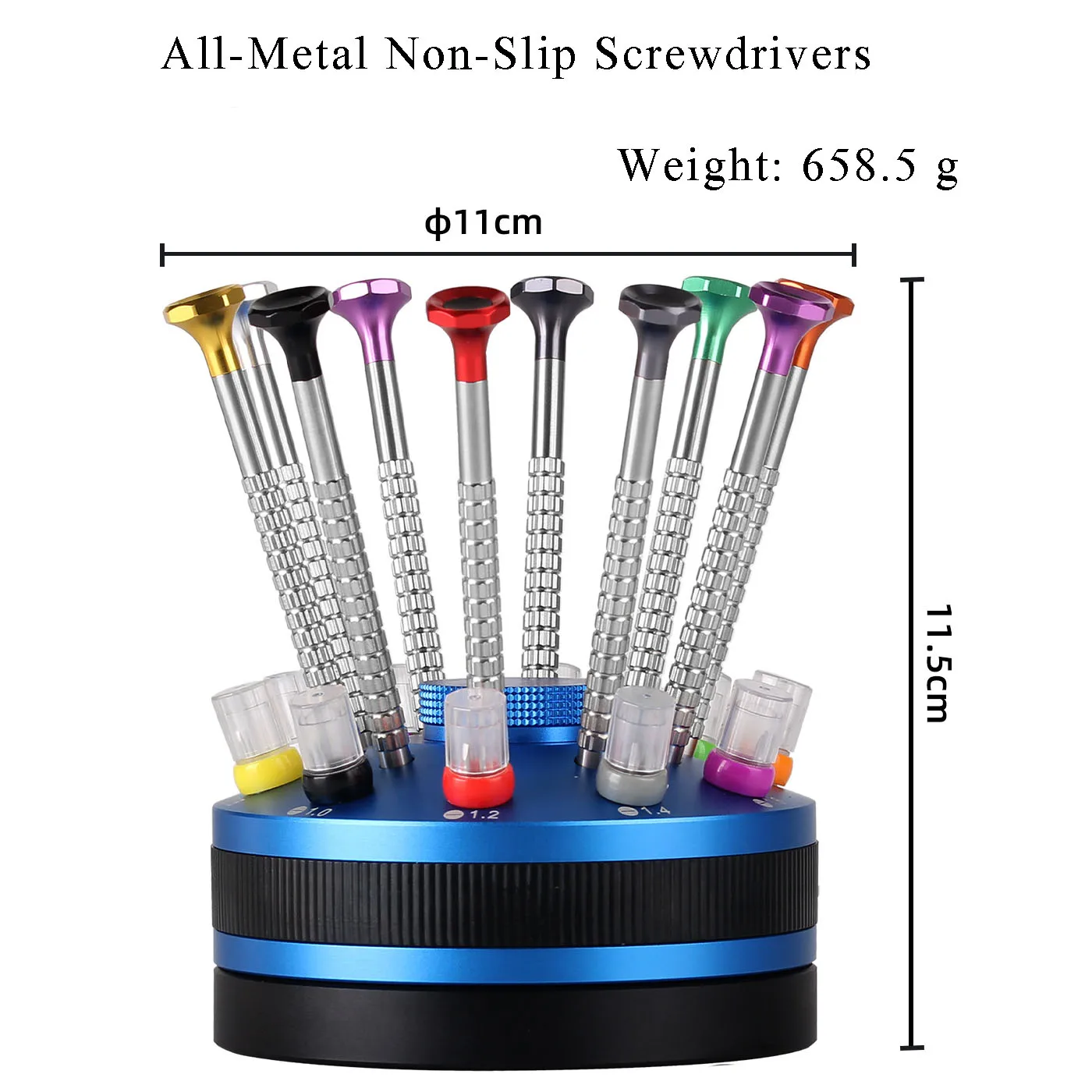 10PCS High-quality Screwdriver Set 0.6-2.0mm Precision All Metal Screwdrivers w Rotating Bottom Laptop Phone Watch Repair Tool