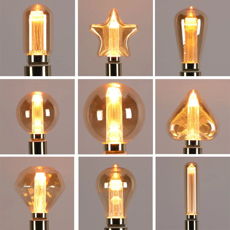 Retro LED Edison Bulb 85V-265V E27 3W Light Bulb ST64 G80 DT45 Vintage Lamp Chandelier Decorative Light Christmas Firework Lamp