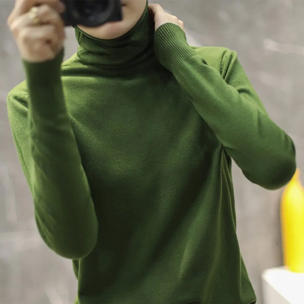 

Women's Turtleneck Wool Sweater Slim Fit Base Layer Pullover plus Size Spring Autumn Pile Collar Versatile Fashion Top