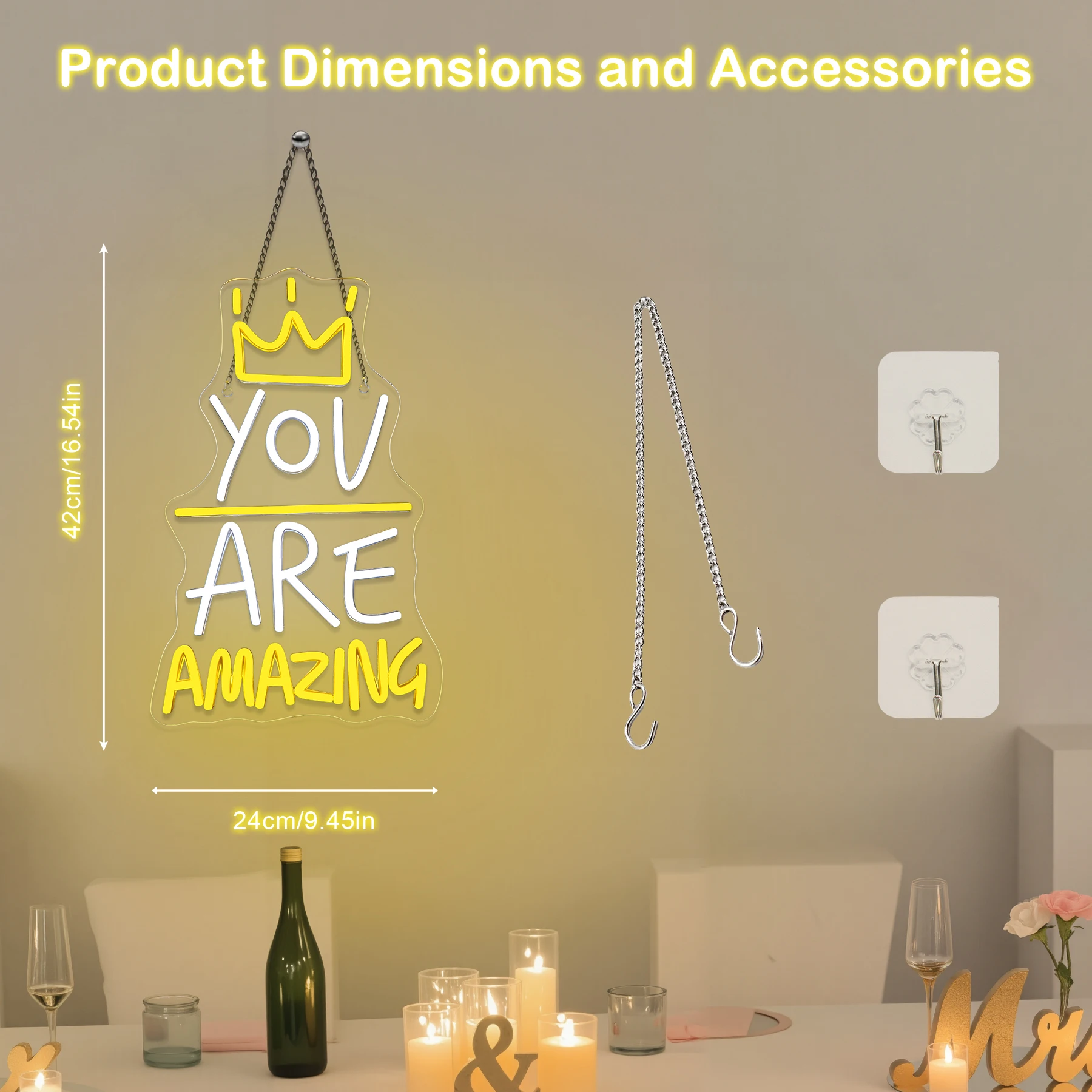 

You Are Amazing Neon Sign with Crown Led Light for Wall Decor Bedroom Pub Club Bar Perfect Gifts For Birthday Christmas Party
