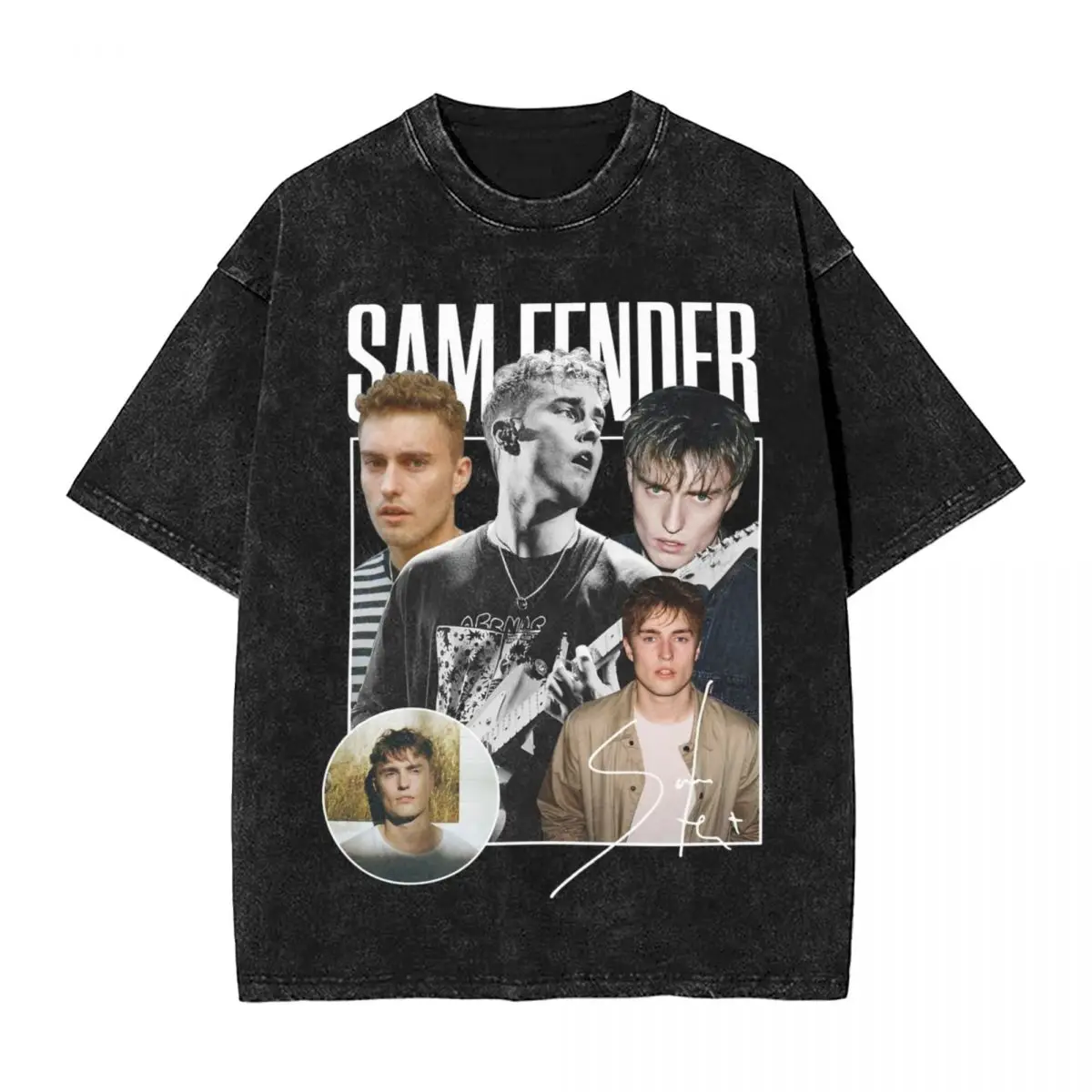 Sam Fenders T Shirt Hip Hop Washed 100% Cotton Oversize T-Shirt Novelty for Men Women Tops Streetwear Printed Tee Shirt