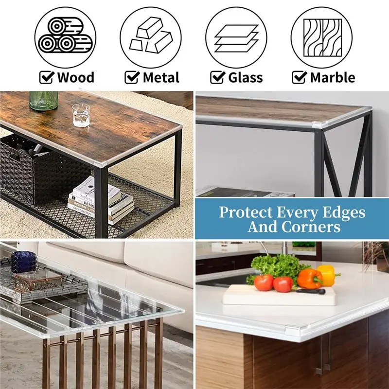 MACH-Baby Proofing Corner Protectors Silicone Desk Corner For Table Cabinets, Crib, 13Ft X 1.2 Inch With 4 Pack Corner Guards