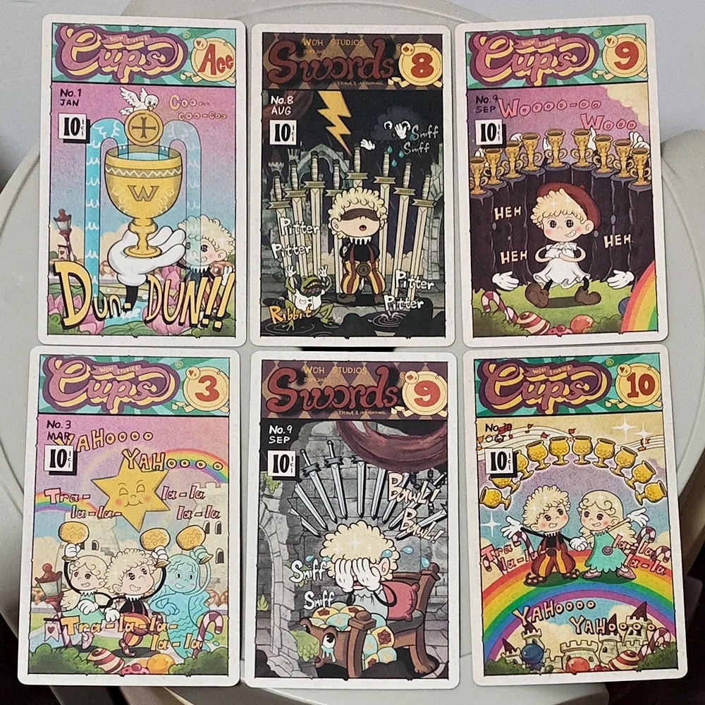 Vintage Rubber Hose Tarot Deck in Rigid Box, 78 Old‑Cartoon Art Tarot Cards Double-embossed 12*7cm