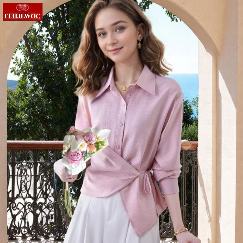 Tops de trabajo de algodón para ir al trabajo, blusas 2025, camisas elegantes negras de estilo francés para oficina para mujer, camisas elegantes de Corea con un solo pecho y botones